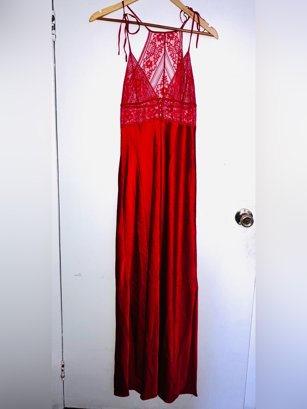 Stella McCartney Ophelia Whistling Red  lace and Silk Dress Gown maxi